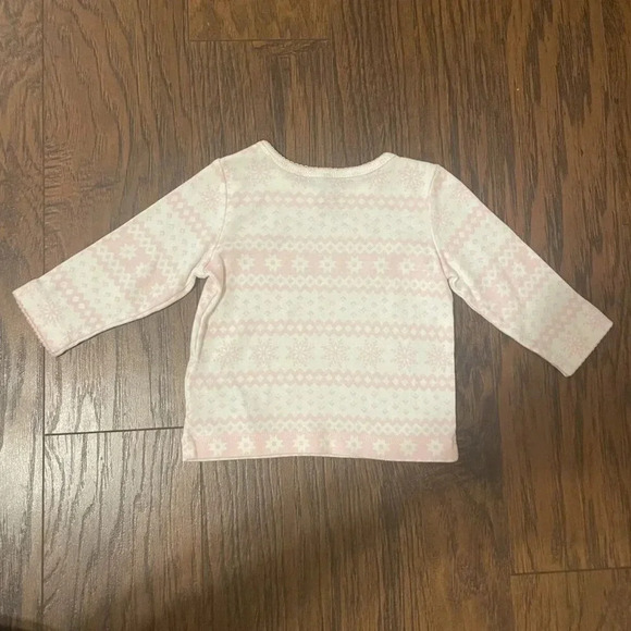 6 Months Carter's White Corduroy Overall Outfit w/ Fair Isle Long Sleeve Tee - Picture 7 of 7